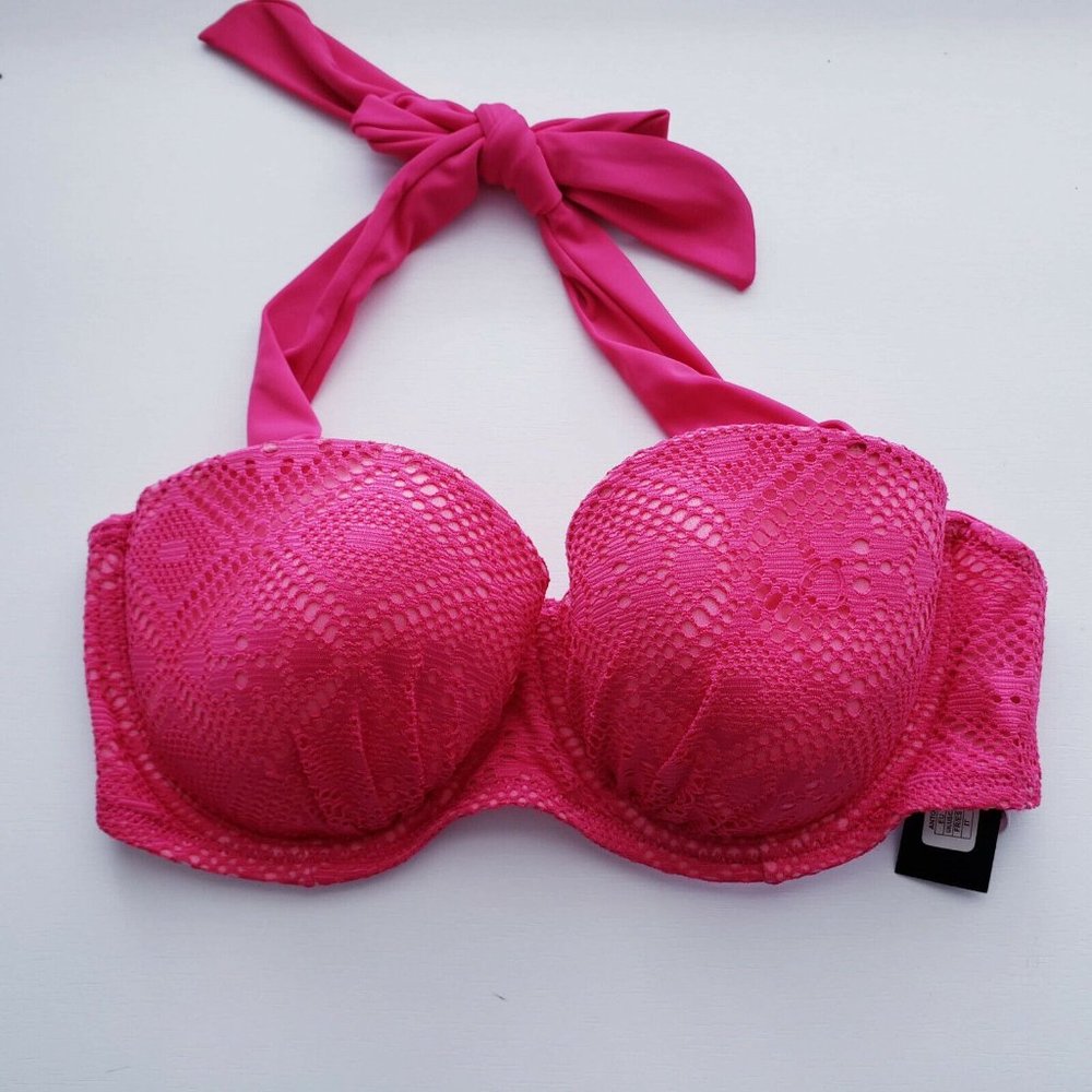 MARIE MEILI NWT Antoinette Womens Pink Swim Bikini Top Halter Size 34C
